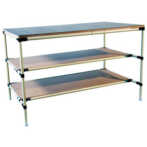 Banco da lavoro con 2 ripiani in MDF   L1200 P600 H850,