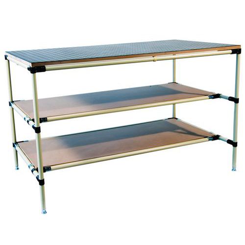 Banco da lavoro con 2 ripiani in MDF   L1400 P800 H850,