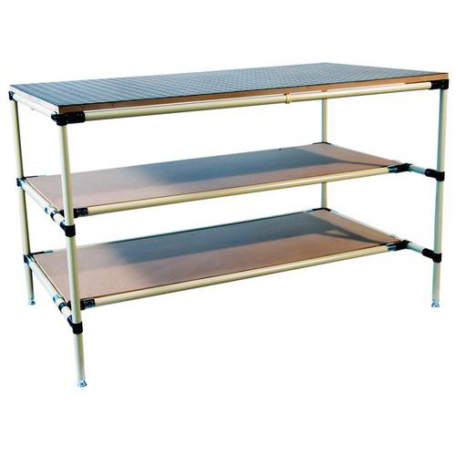 Banco da lavoro con 2 ripiani in MDF  L1600 P800 H850,