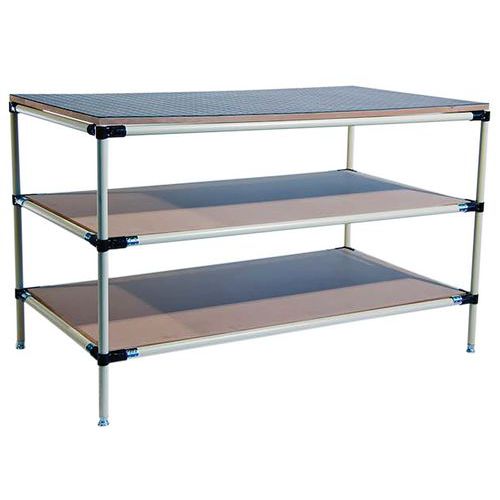 Banco da lavoro con 2 ripiani in MDF   L1400 P600 H850,