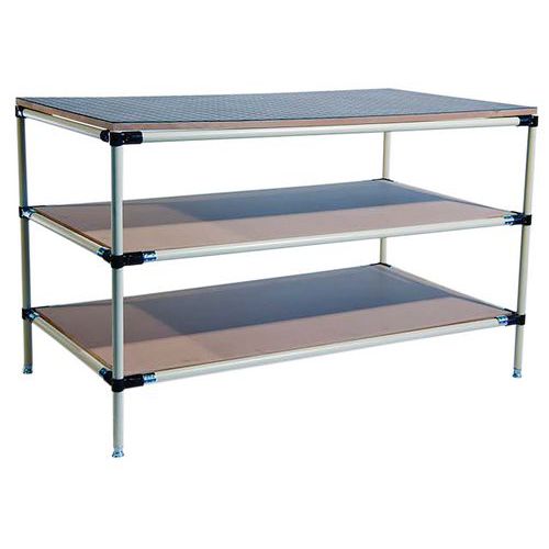 Banco da lavoro con 2 ripiani in MDF  L1600 P800 H850,