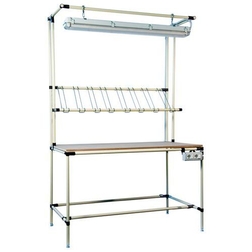 Banco da lavoro con piano in MDF   L1400 P800 H850 lampada piano inclinato,