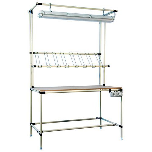 Banco da lavoro con piano in MDF  L1600 P800 H850 lampada piano inclinato,