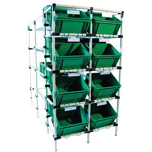 Magazzino dinamico con zona prelievo cassette senza rinforzo  L 1800 P 950 H 1600,