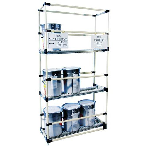 Magazzino FIFO con modulo a rulli 3 piani,