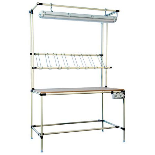 Banco da lavoro con piano in MDF   L1200 P600 H850 lampada piano inclinato,