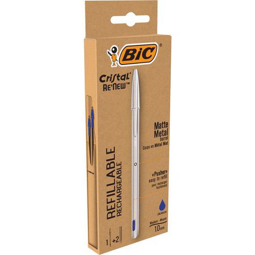BIC Cristal Re’New penna a sfera ricaricab argento blu - BIC,