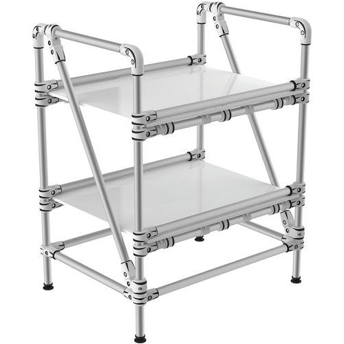 Scaffalatura in alluminio con bordo 2 ripiani 900x600x1000,