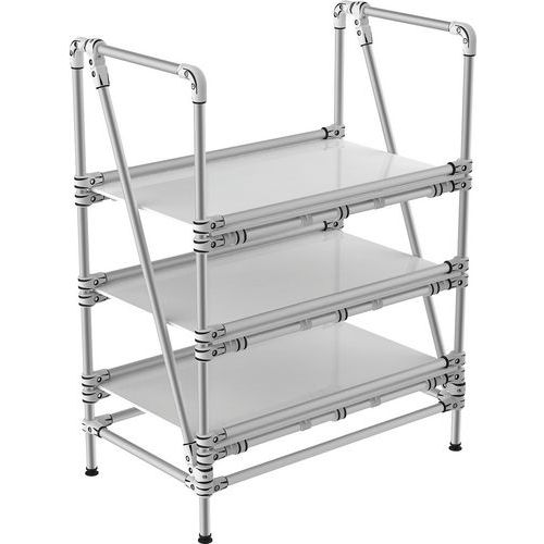 Scaffalatura in alluminio con bordo 3 ripiani 900x600x1295,