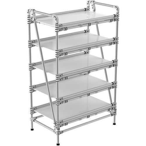 Scaffalatura in alluminio con bordo 5 ripiani 900x600x1295,