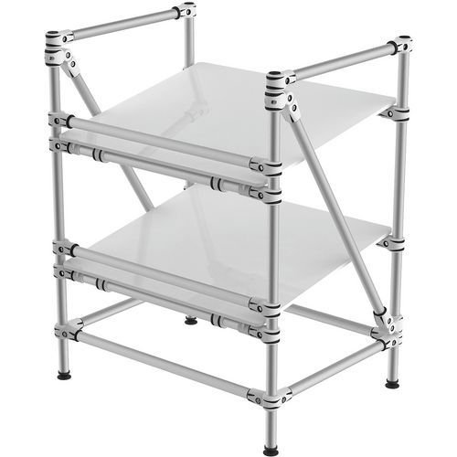 Scaffalatura in alluminio con bordo 2 ripiani inclinati 700x500x1000,