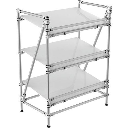 Scaffalatura in alluminio con bordo 3 ripiani inclinati 1000x600x1300,