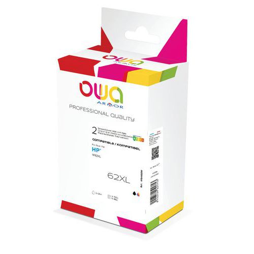 Confezione da 2 cartucce compatibili HP 62 XL nero e a colori - OWA,