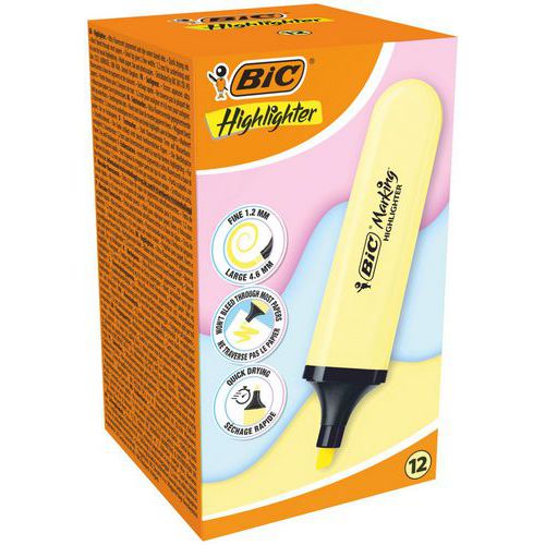 Evidenziatore piatto a punta smussata pastello-Giallo-Bic,