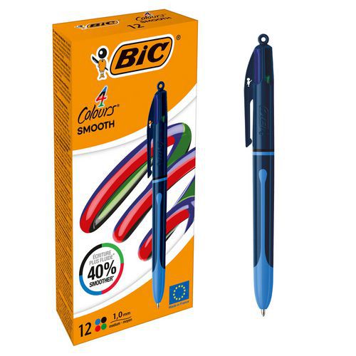 Penna a sfera 4 colori Bic Smooth Pro inchiostro ultra scorr,