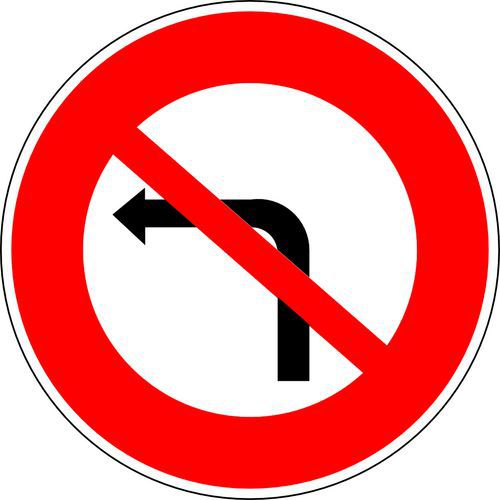 Cartello B2a CL2 450mm Divieto di svolta a sinistra,