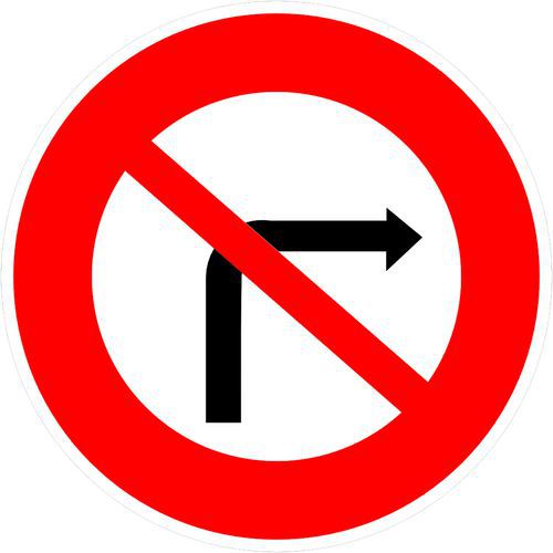 Cartello B2b CL2 650mm Divieto di svolta a destra,