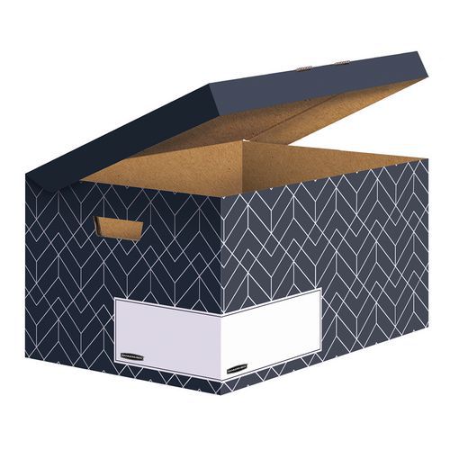 Contenitore per scatole archivio Flip Top Déco blu scuro,