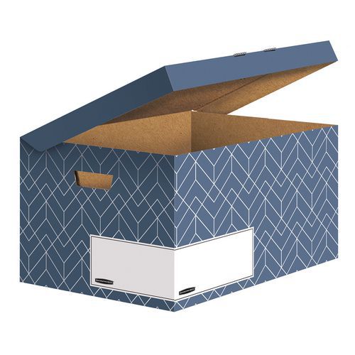 Contenitore per scatole archivio Flip Top Déco blu-bianco,