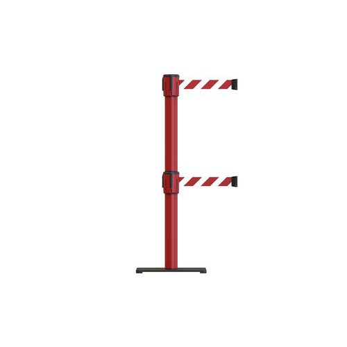 Colonnina TENSA con  doppia testina  con nastro 5mt bianco/rosso,