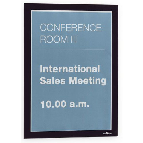 Pannello di affissione a muro adesivo Duraframe A4 - Nero,