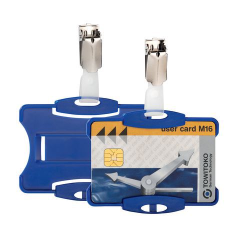 Porta-badge per 1 badge di sicurezza con clip - Blu,