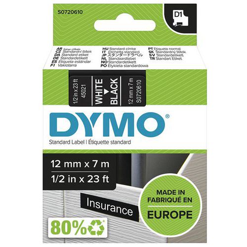 NASTRO DYMO D1 12 MM BIANCO/NERO,