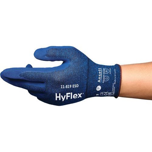 Guanto movimentazione ergonom HyFlex®11-819 ESD Ansell T10,
