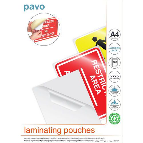 Cartellina di plastificazione A4 2 x 75 µm dorso adesivo,