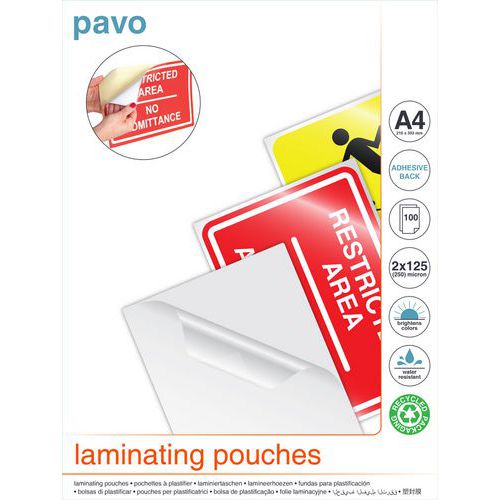 Buste di plastificazione A4 2 x 125 micron retro adesivo,