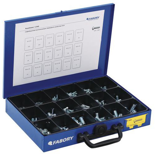 Cassetta viti esagonali cave a testa rotonda, 582 pezzi,