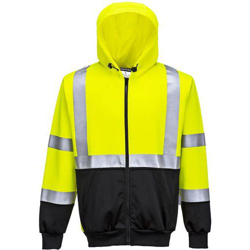 Felpa con cappuccio con zip bicolore Hi-Vis,