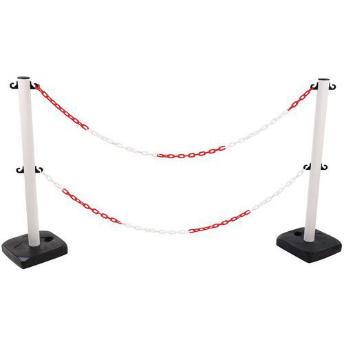 Set di 2 paletti bianco + 2 basi + 2 catene da 12 m,