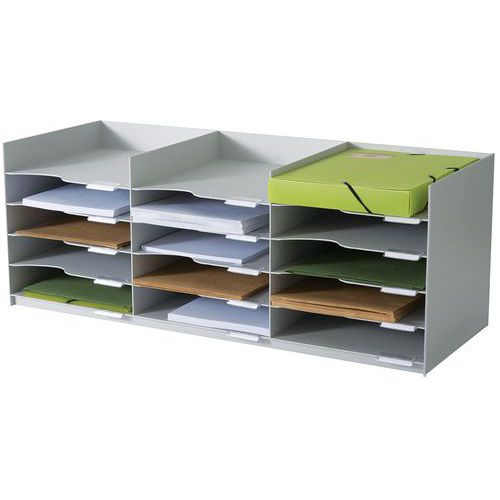Casellario multiscomparto orizzontale-Grigio-24x32-Paperflow,