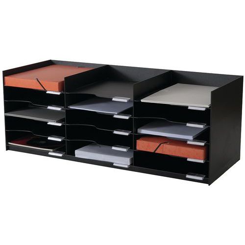 Casellario multiscomparto orizzontale-Nero-24x32-Paperflow,