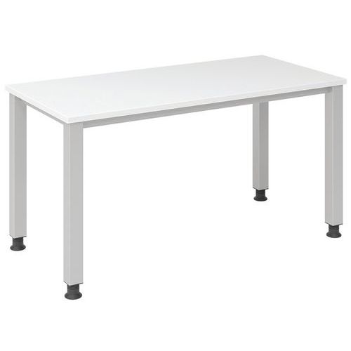 Scrivania dritta piedi quadrati 140 cm bianco,