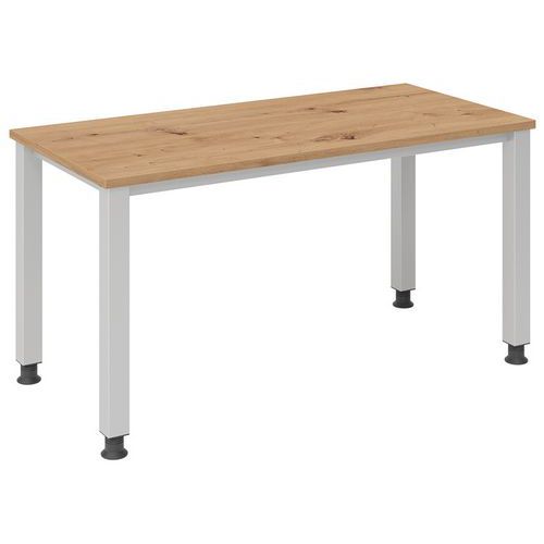 Scrivania dritta piedi quadrati 140 cm rovere,