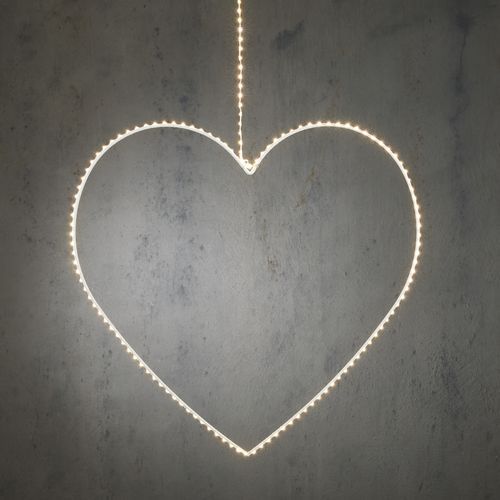 Decorazione natalizia a cuore, led bianco con timer,