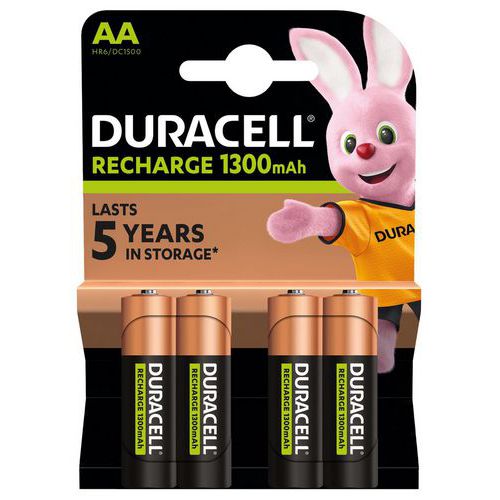 Pila ricaricabile 1300mAh AA - Confezione da 4 - Duracell,