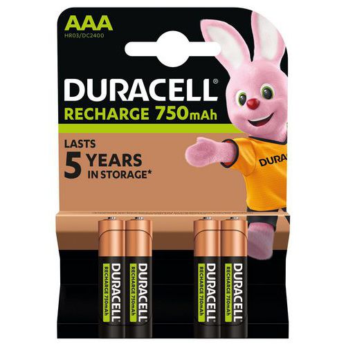 Pila ricaricabile 750mAh AAA - Confezione da 4 - Duracell,