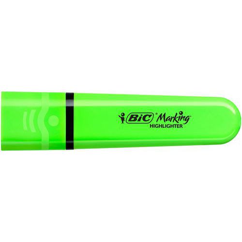 Evidenziatore piatto a punta smussata fluo-Verde-Bic,