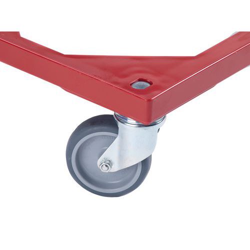 Base per contenitore a norma europea - Ruota in gomma-Rosso,