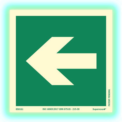 Cartello fotoluminescente-Freccia verso sinistra-Supernova+®,