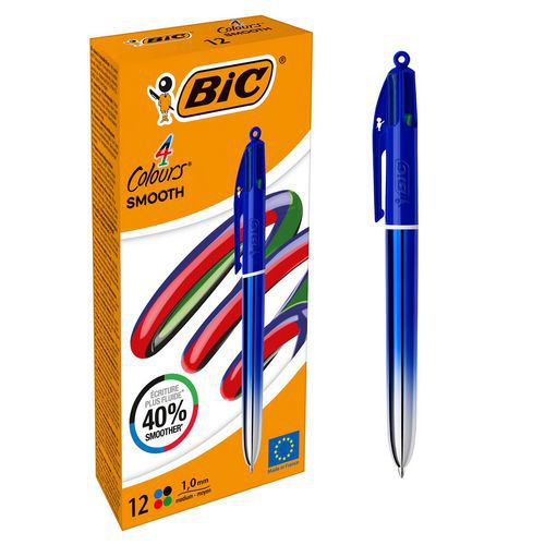 Penna a sfera 4 colori Bic Smooth blu scuro,