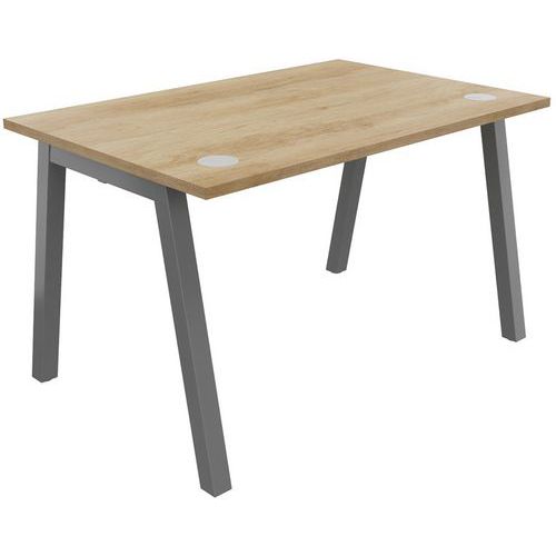 Scrivania singola 120x80cm rovere Nebraska alluminio Partage,