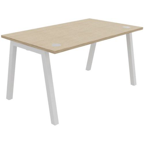 Scrivania singola 140x80cm rovere venature/bianco Partage,