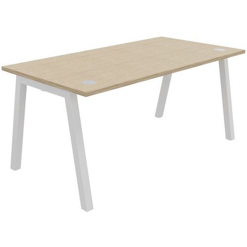 Scrivania singola 160x80cm rovere venature/bianco Partage,