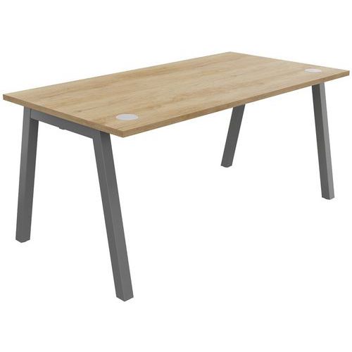 Scrivania singola 160x80cm rovere Nebraska alluminio Partage,