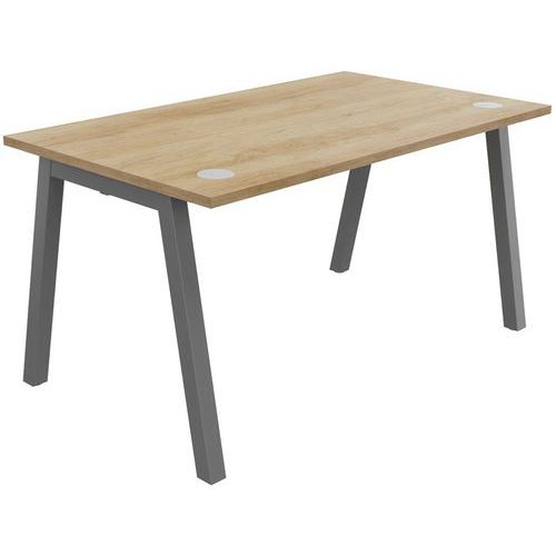 Scrivania singola 140x80cm rovere Nebraska alluminio Partage,