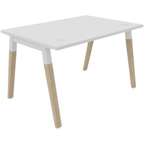 Scrivania singola 120x80cm bianco/legno massello DIalogue,
